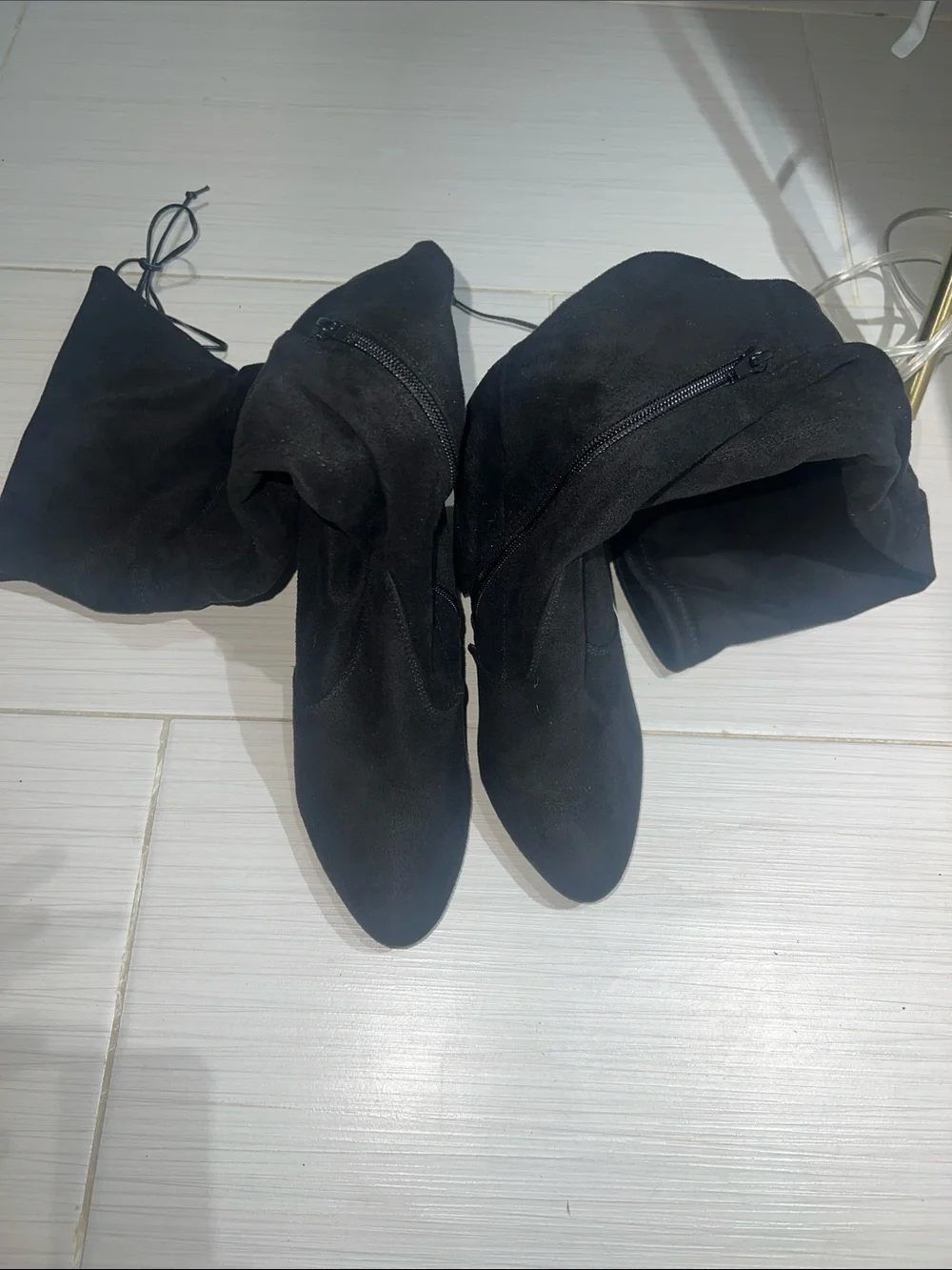 Wild Diva Black Over-The-Knee Block Heel Boots